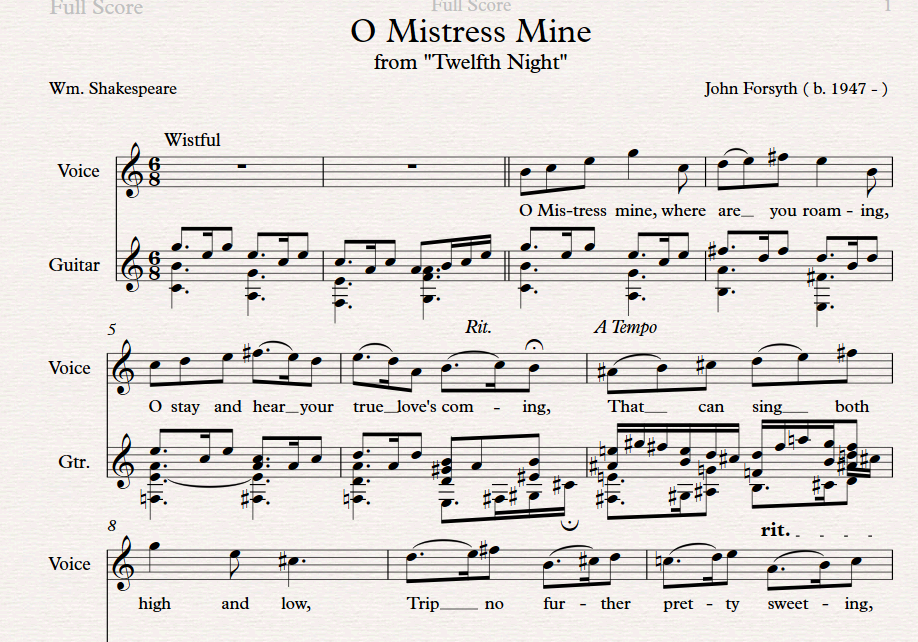 O Mistress Mine