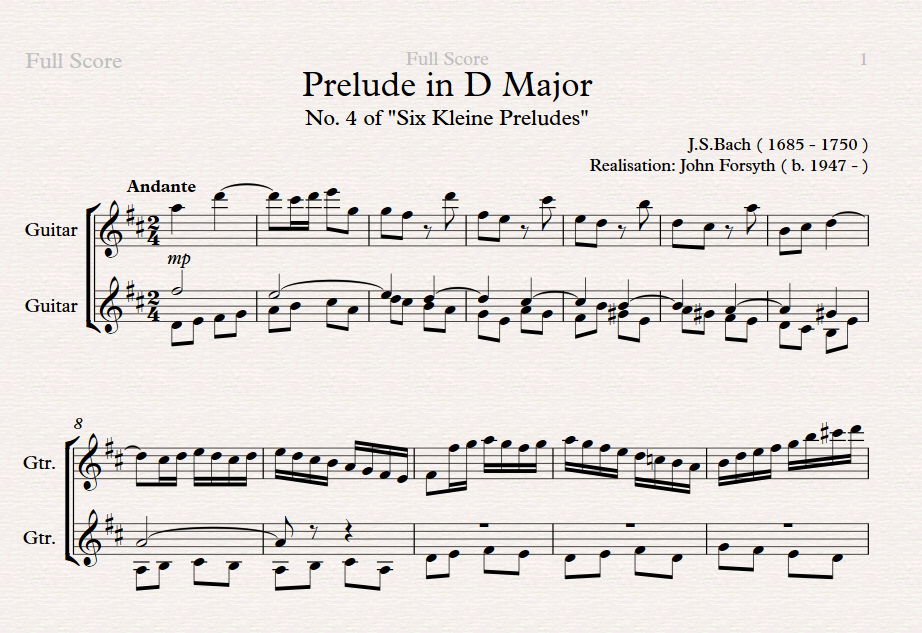 Prelude in D Major (Bach )