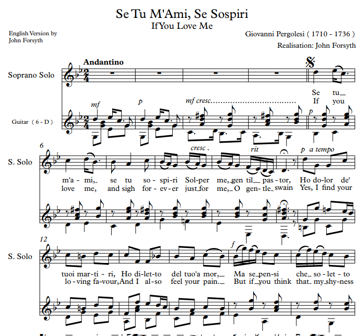 Se Tu M'Ami Se Sospiri